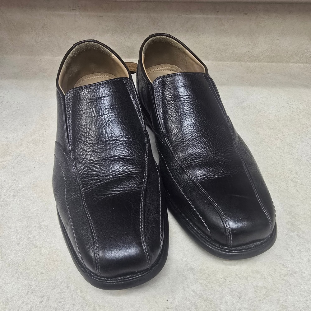 Nunn Bush Mens Black Leather Slip On Loafers Dress Shoes Sheepskin Lining 81044